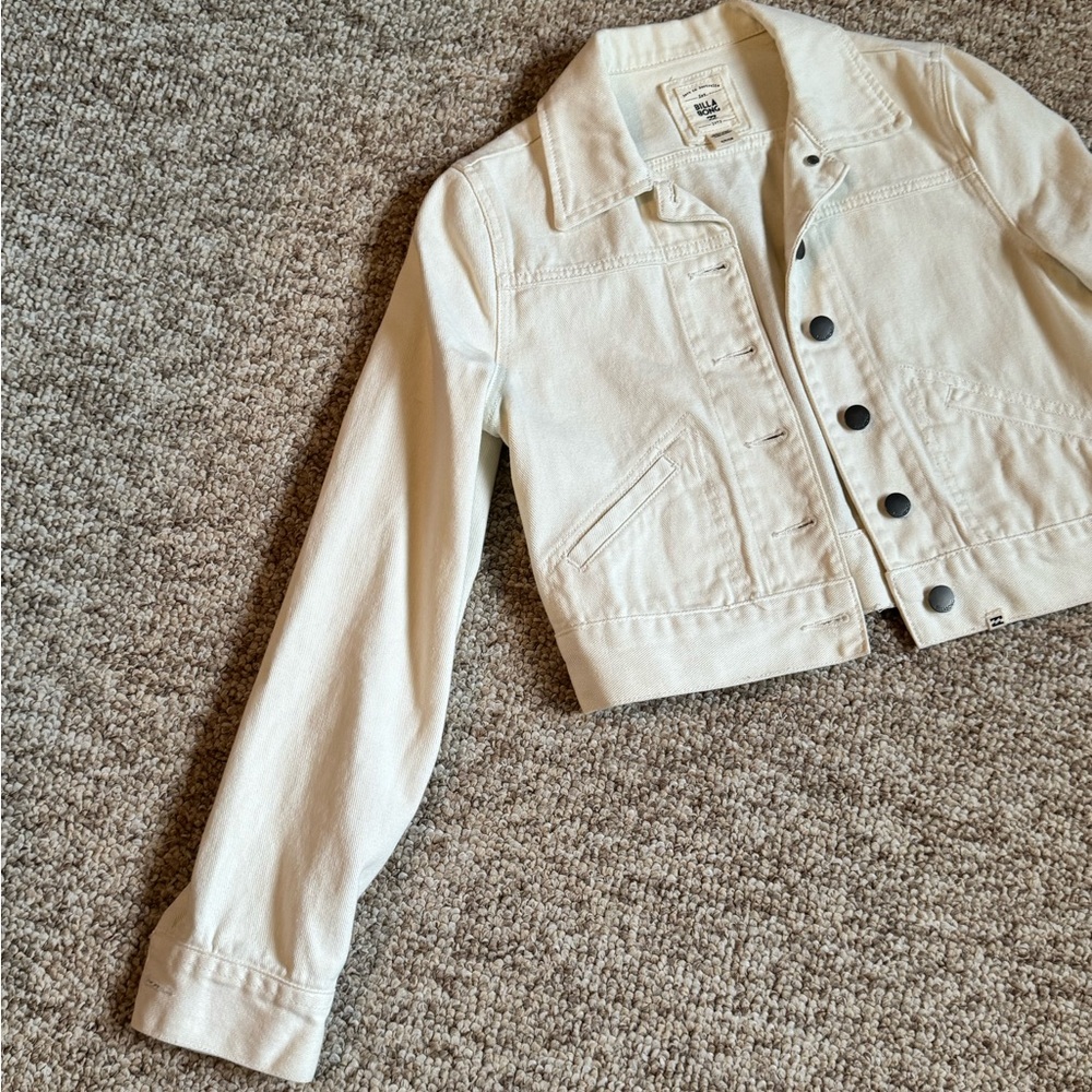 Billabong White Denim Cropped Jacket - Picture 3 of 5